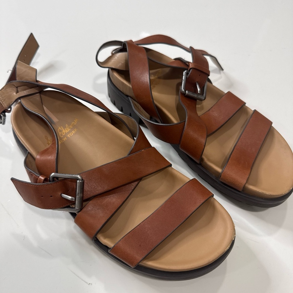Sam Edelman Brown Leather Strappy Platform Sandals - Picture 1 of 4